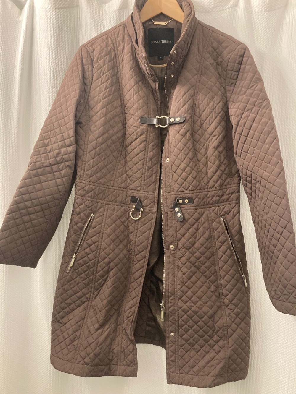 Ivanka Trump Quilted Walking Coat (faux fur-trimmed hood missing!)